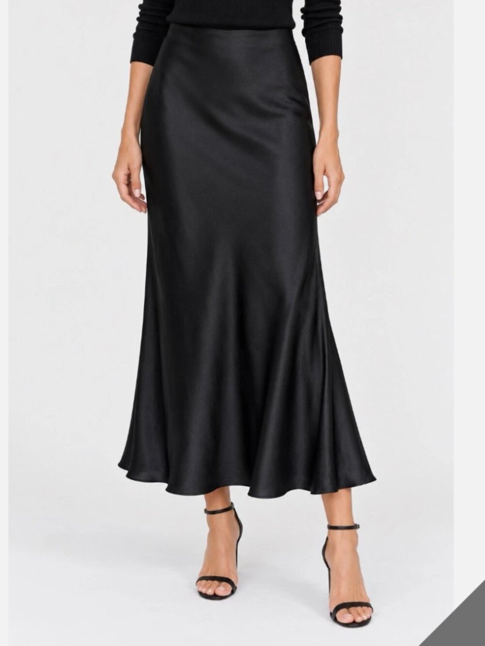 Quince Black Long 100% Silk Skirt Size Small